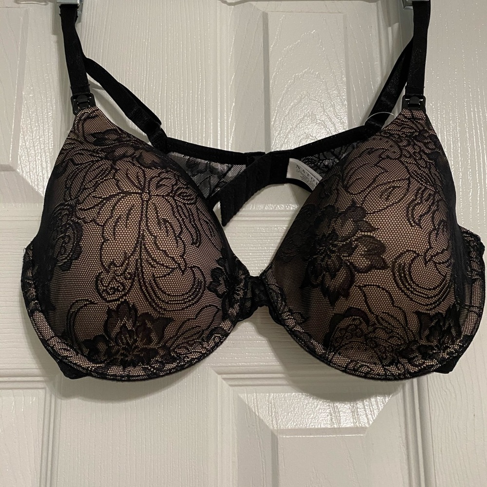 Natori black lace and nude lace nursing bras